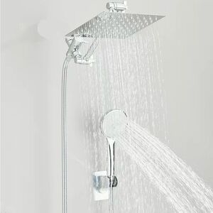 Modern Chrome Square Rainfall Shower Head 8 inches